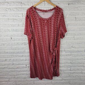 Live Well Active Womens Dress 26W 28W Plus Mini Short Sleeve Red Paisley PAI29XE
